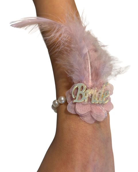 Bekarlığa Veda Partisi İçin İncili, Pembe Bileklik Seti – 10'lu Bride & Team Bride Aksesuar