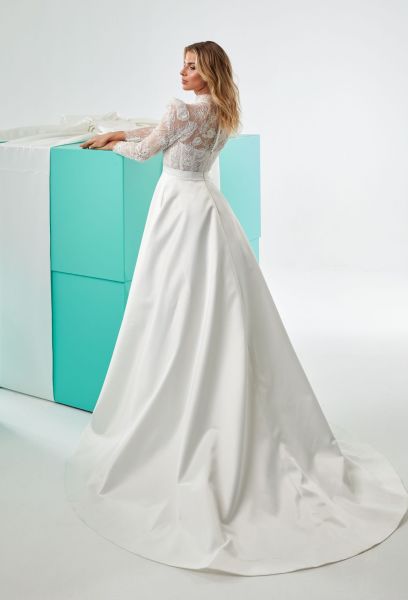 Long Sleeve, Lace, Satin Wedding Dress